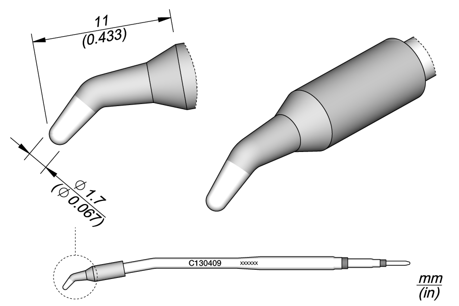 C130409 - Conical Bent Cartridge Ø 1.7